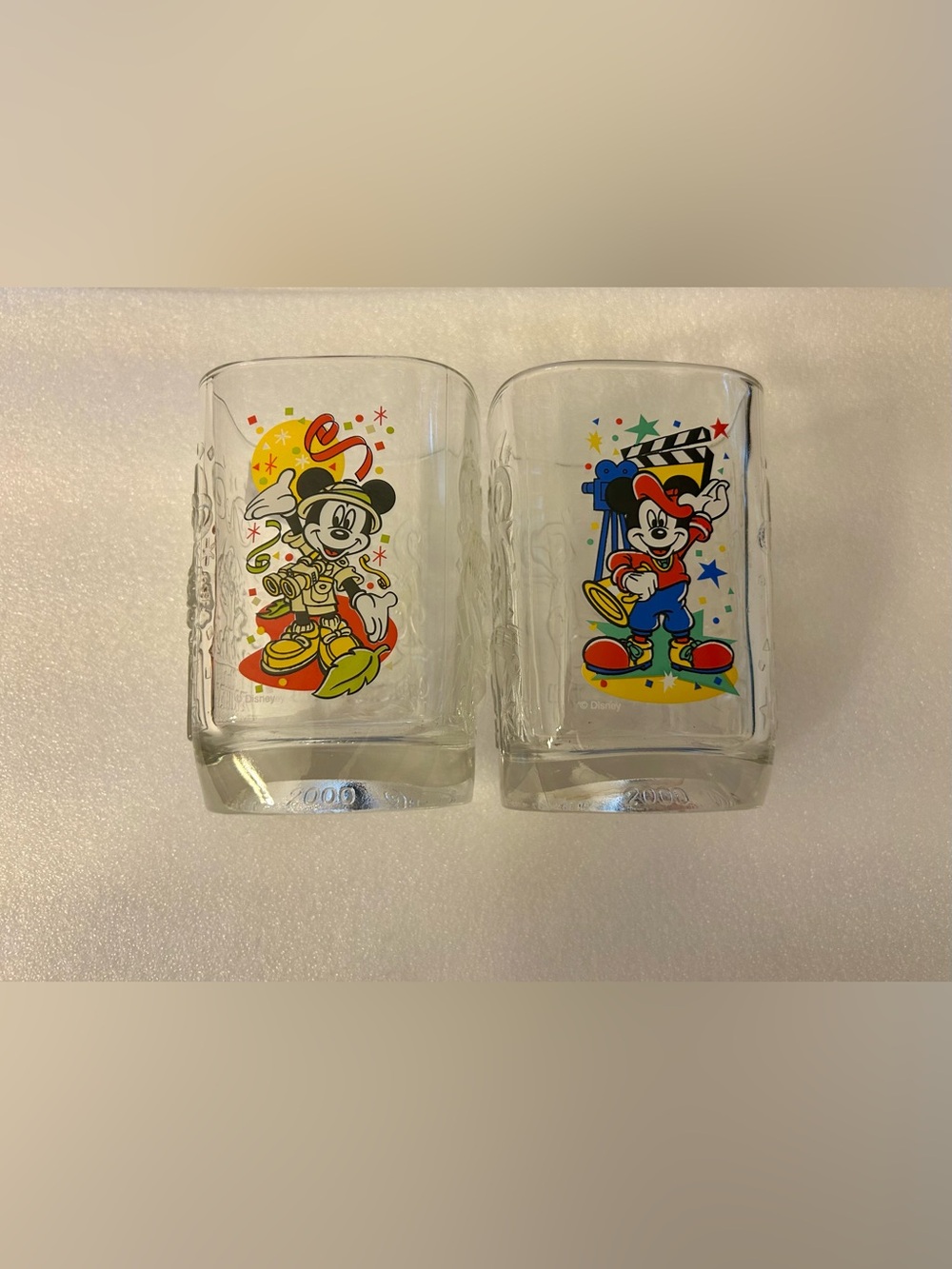 Pair VTG Y2K 2000 McDonaldβs Disney World Celebration Square Embossed Tumblers